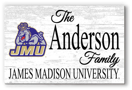 James Madison Family Name Sign – Personalized JMU Wood Plaque for Alumni or Graduation