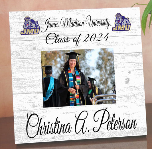 JMU Dukes Personalized Graduation Picture Frame Plaque – Upload Your Photo, Name & Class Year – 10.5"x10.5"
