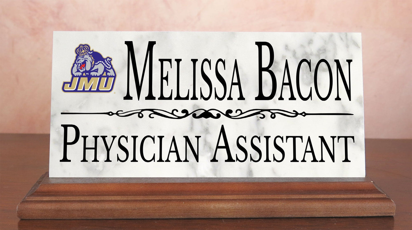 James Madison University Marble Desk Nameplate – Custom Name & Title