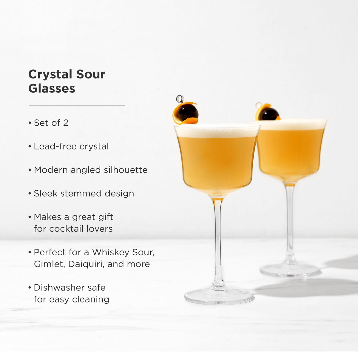 Raye Angled Crystal Sour Glasses Set of 2