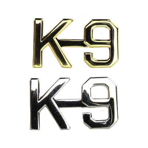 K-9 Collar Letter Insignia - No Shine Metal Pin-On - PAIR