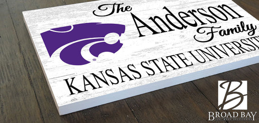 Kansas State Family Name Sign – Personalized Wood Plaque for Alumni or Graduation