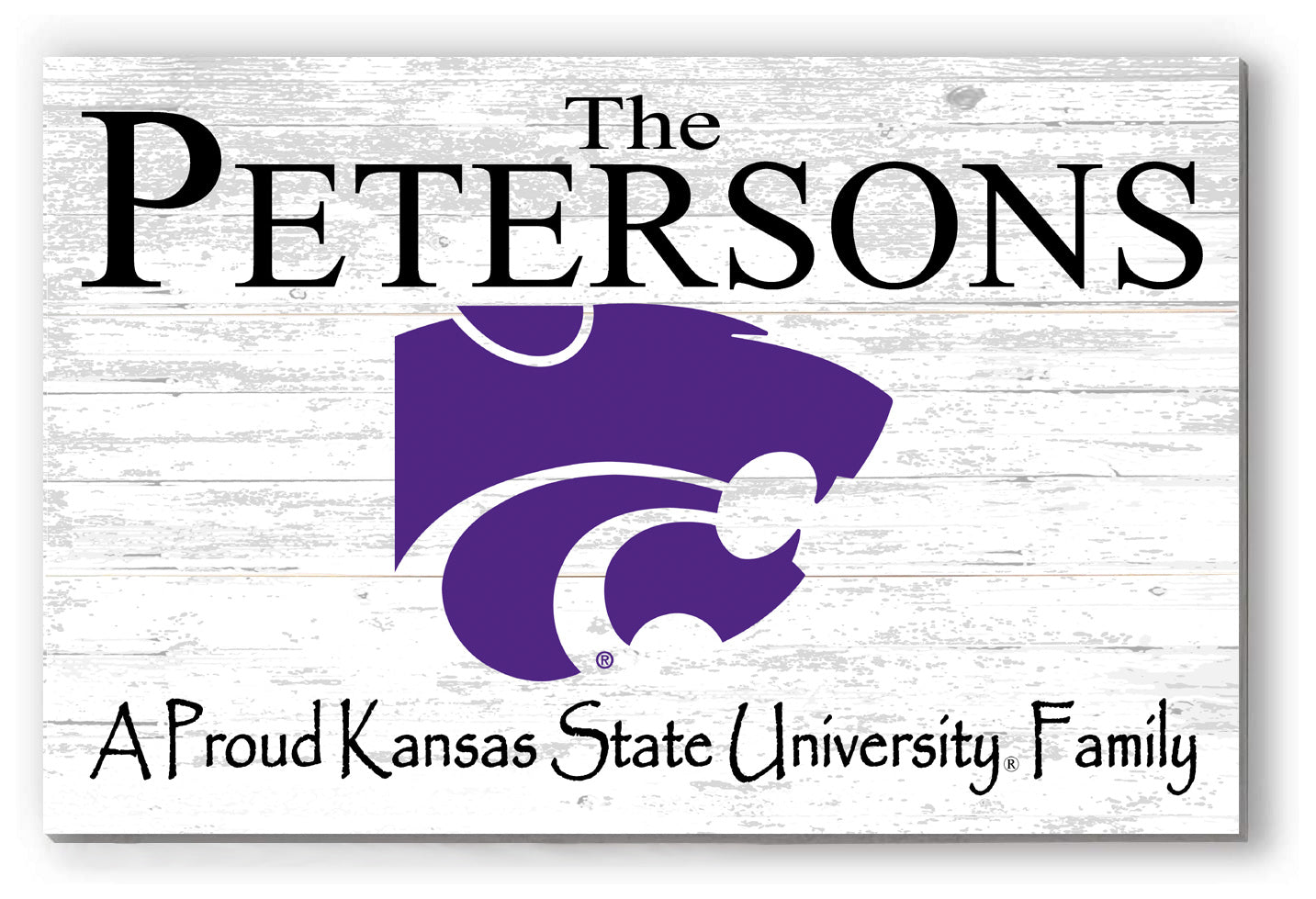 Kansas State Family Name Sign – Personalized Wood Plaque for Alumni or Graduation
