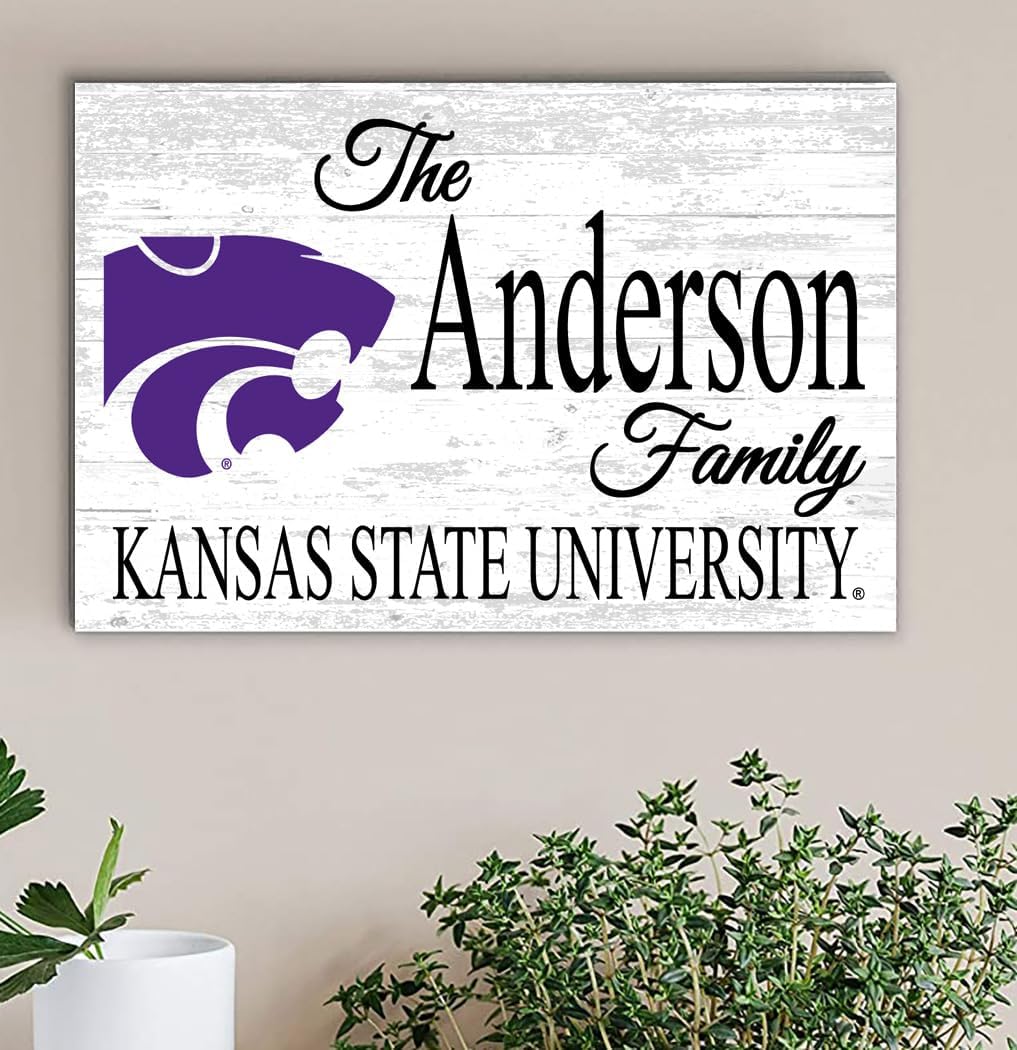Kansas State Family Name Sign – Personalized Wood Plaque for Alumni or Graduation
