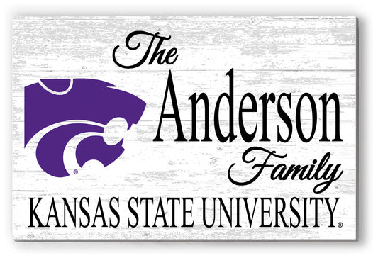 Kansas State Family Name Sign – Personalized Wood Plaque for Alumni or Graduation