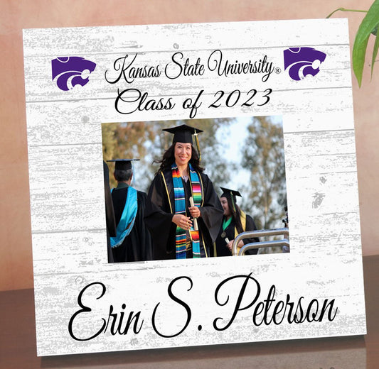 Kansas State Graduation or Class Year Picture Frame Plaque – Custom - Upload Your Photo, Name & Class Year – 10.5"x10.5"
