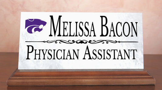 Kansas State University Desk Nameplate – Custom Marble Office Sign