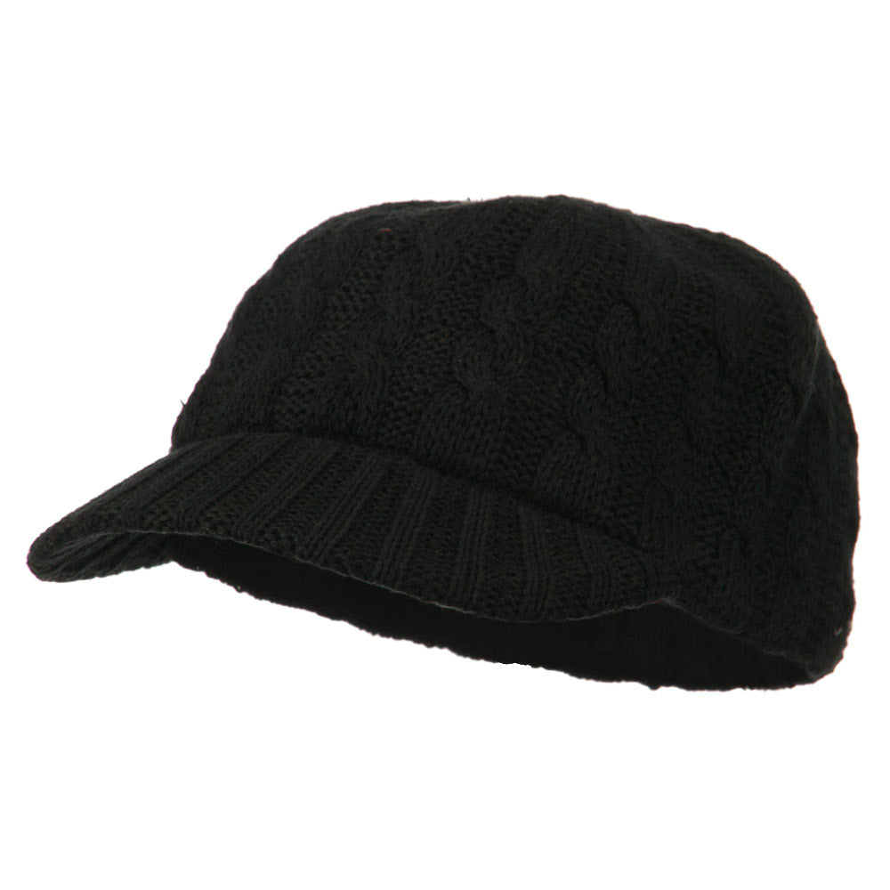 Two Tone Cable Knit Military Cap