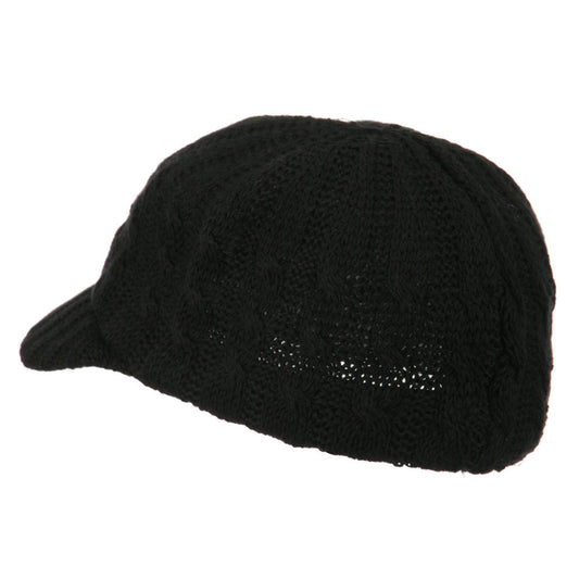 Two Tone Cable Knit Military Cap