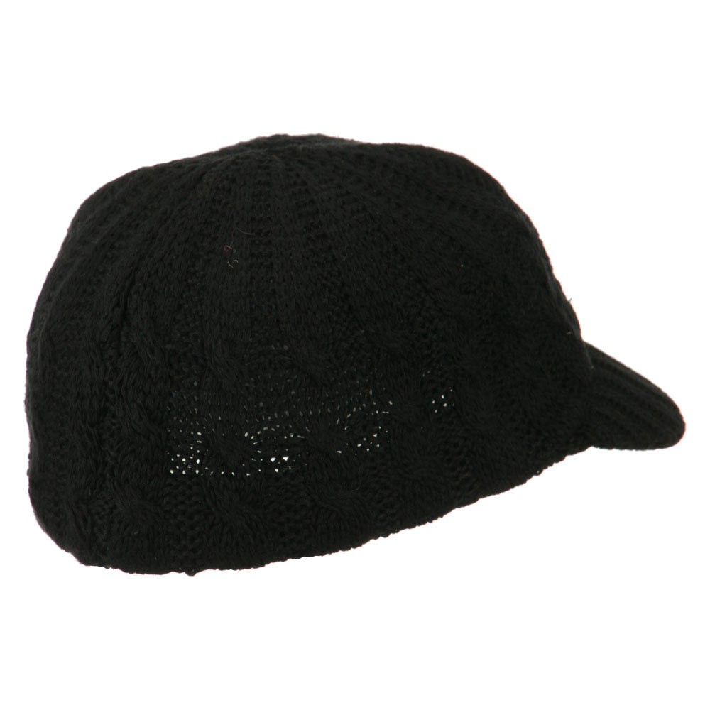Two Tone Cable Knit Military Cap