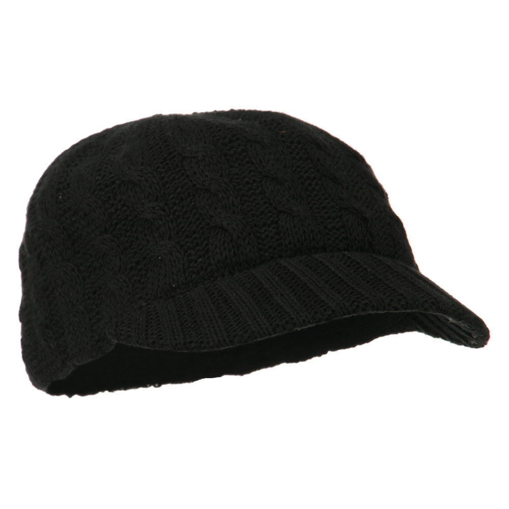Two Tone Cable Knit Military Cap
