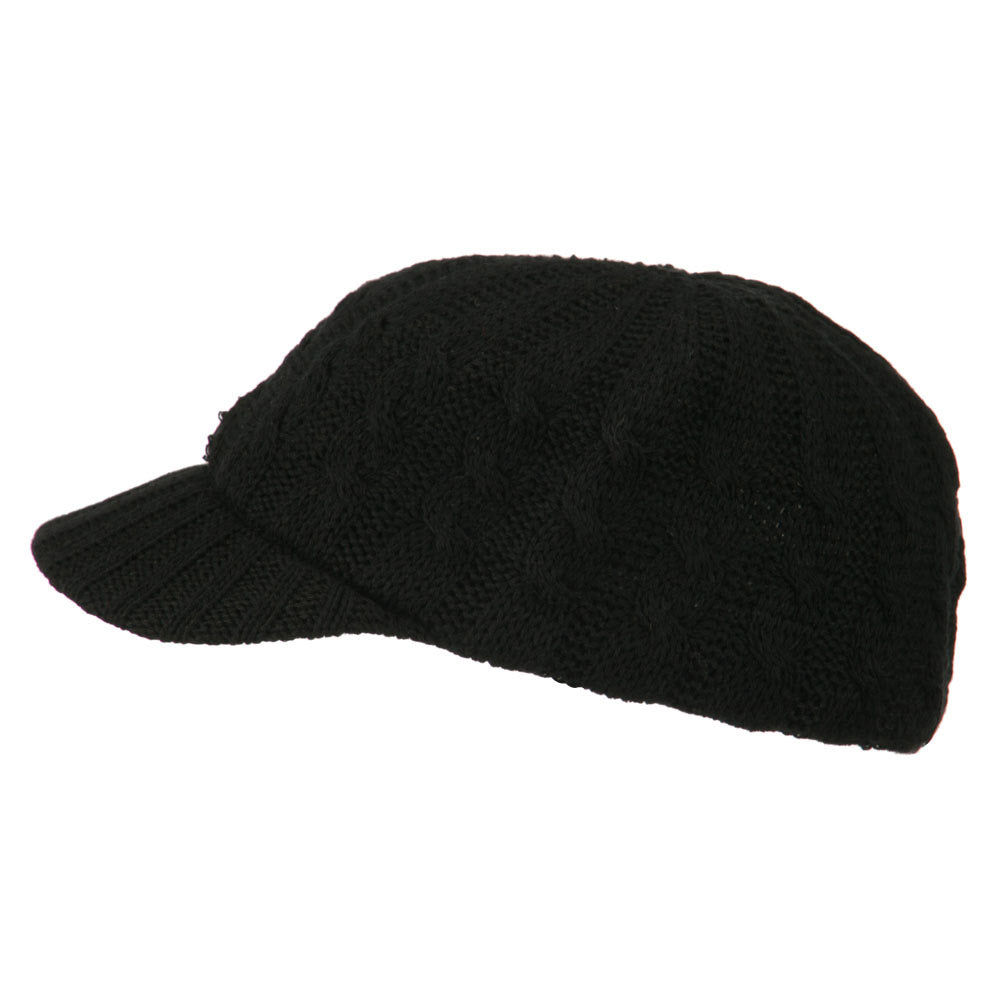 Two Tone Cable Knit Military Cap