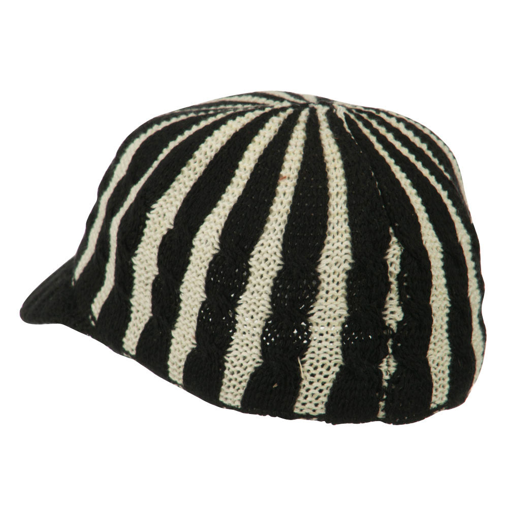 Two Tone Cable Knit Military Cap