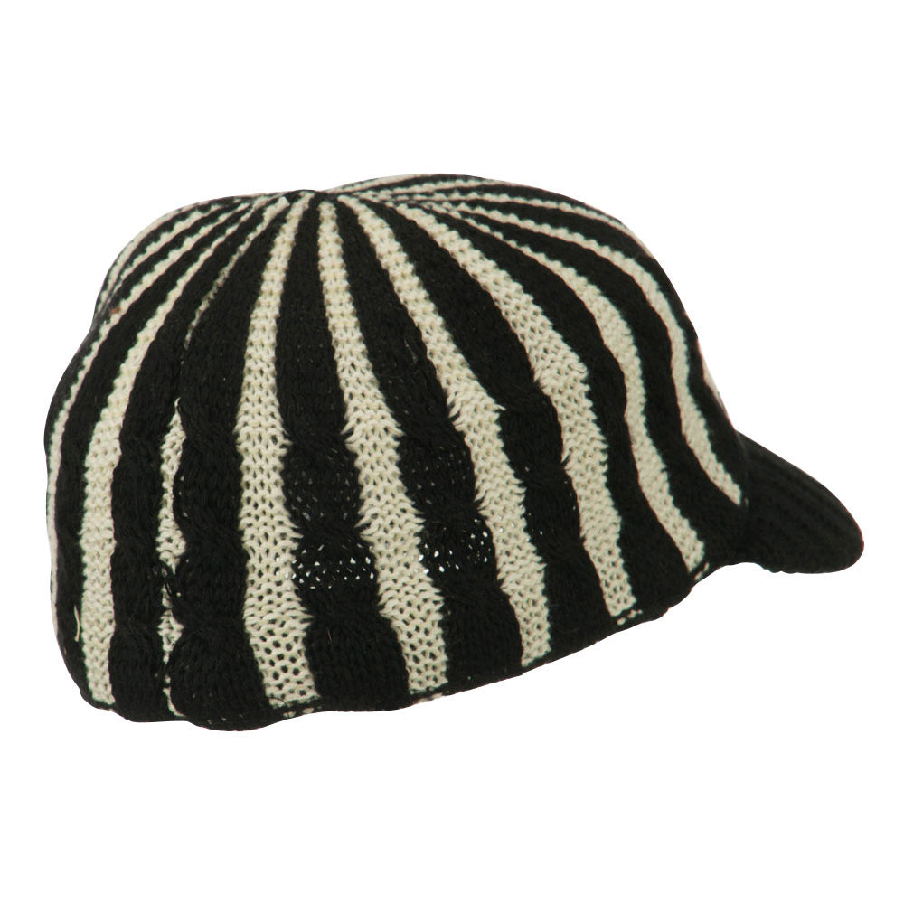 Two Tone Cable Knit Military Cap