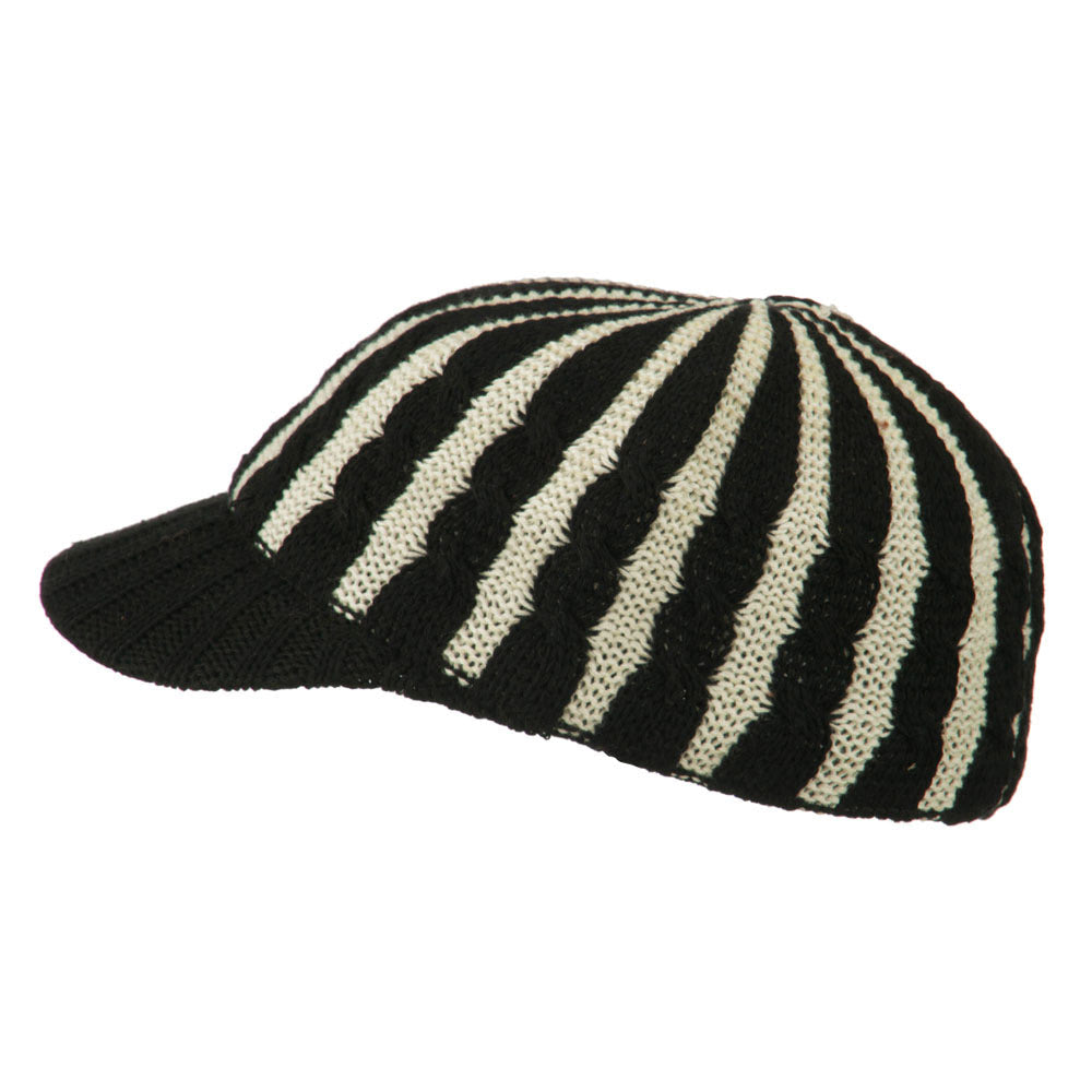Two Tone Cable Knit Military Cap