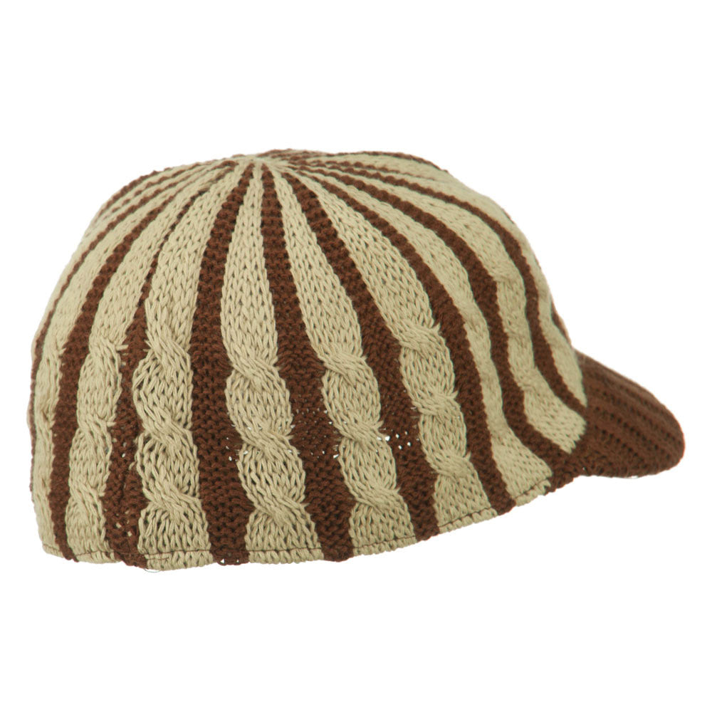 Two Tone Cable Knit Military Cap