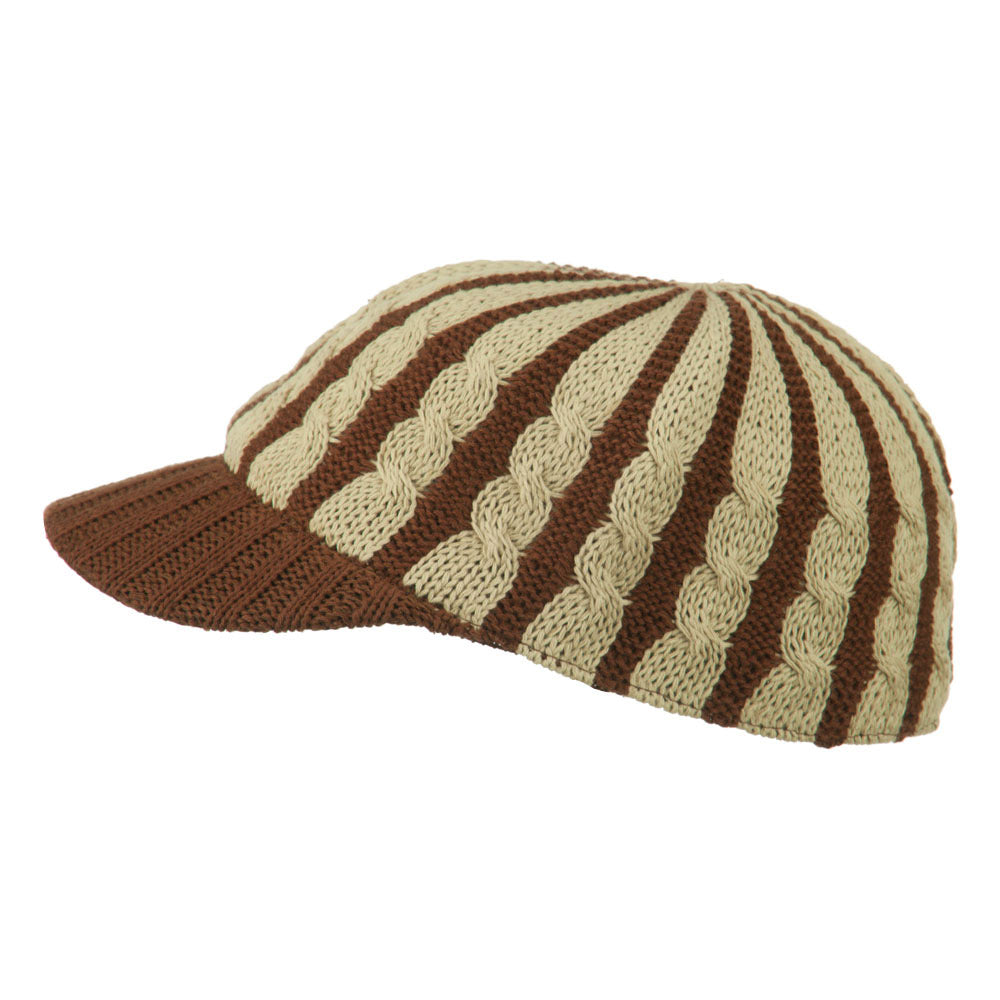 Two Tone Cable Knit Military Cap