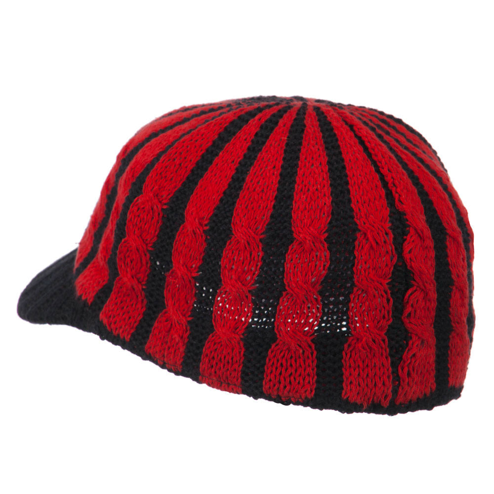 Two Tone Cable Knit Military Cap