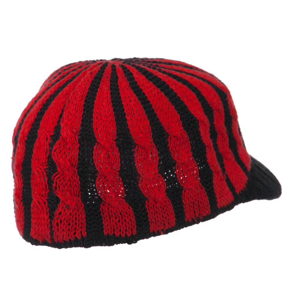Two Tone Cable Knit Military Cap