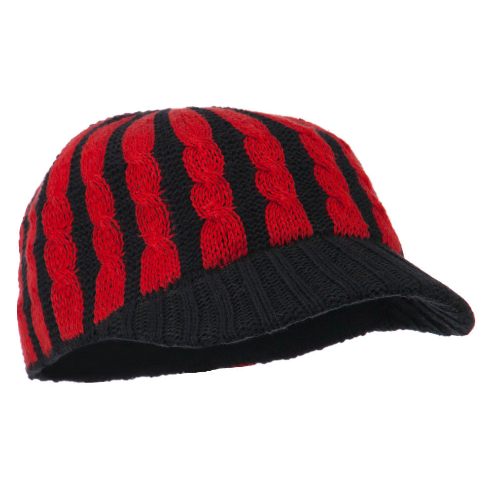 Two Tone Cable Knit Military Cap