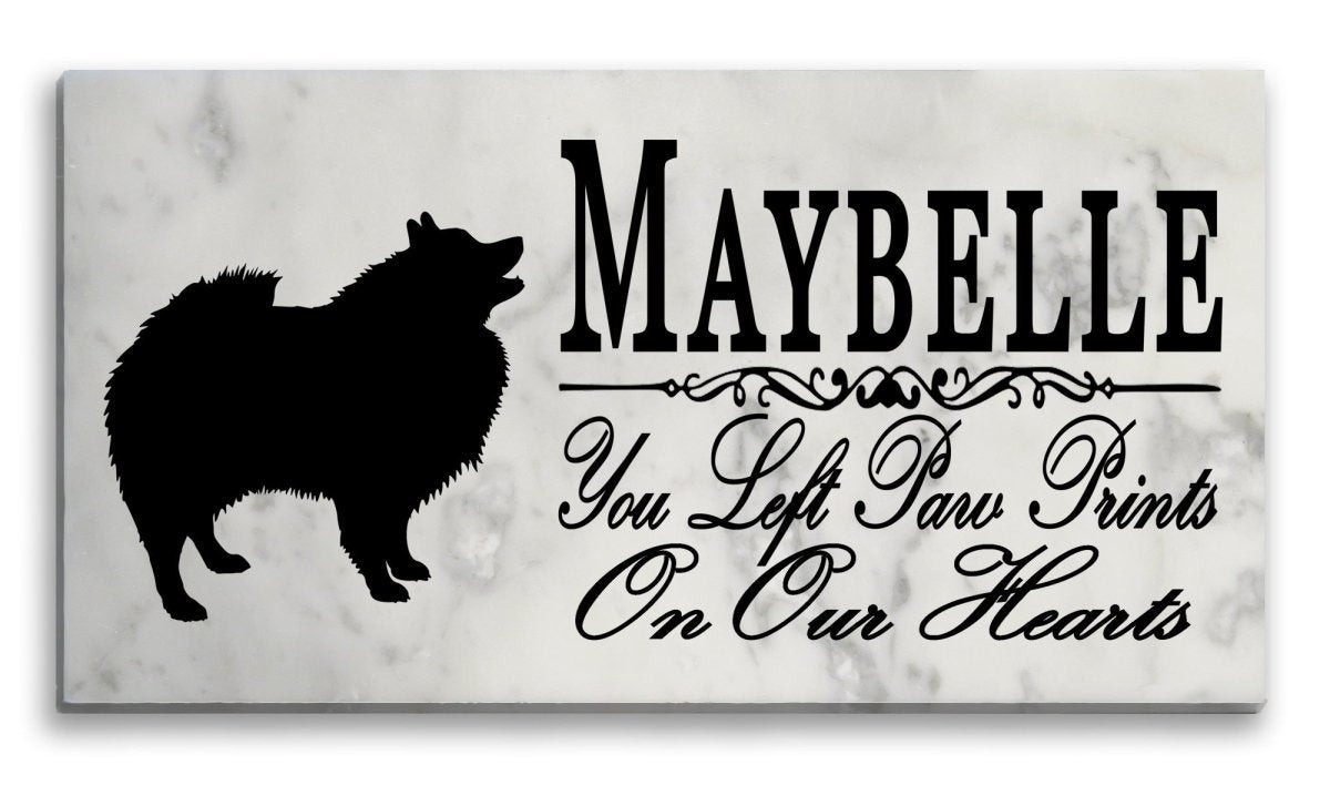 Keeshond Memorial Stone Personalized Garden Rock Grave Marker Outdoor or Indoor