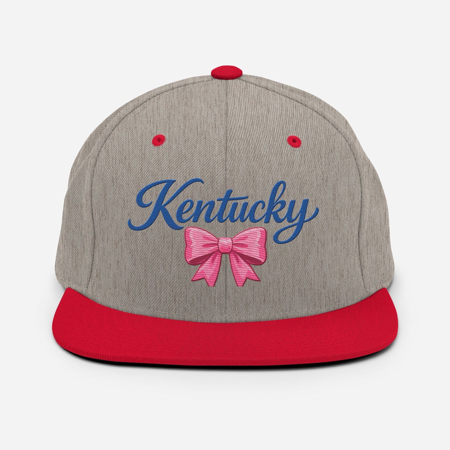 Kentucky Snapback Hat | Pink Bow Script Design | Classic Fit