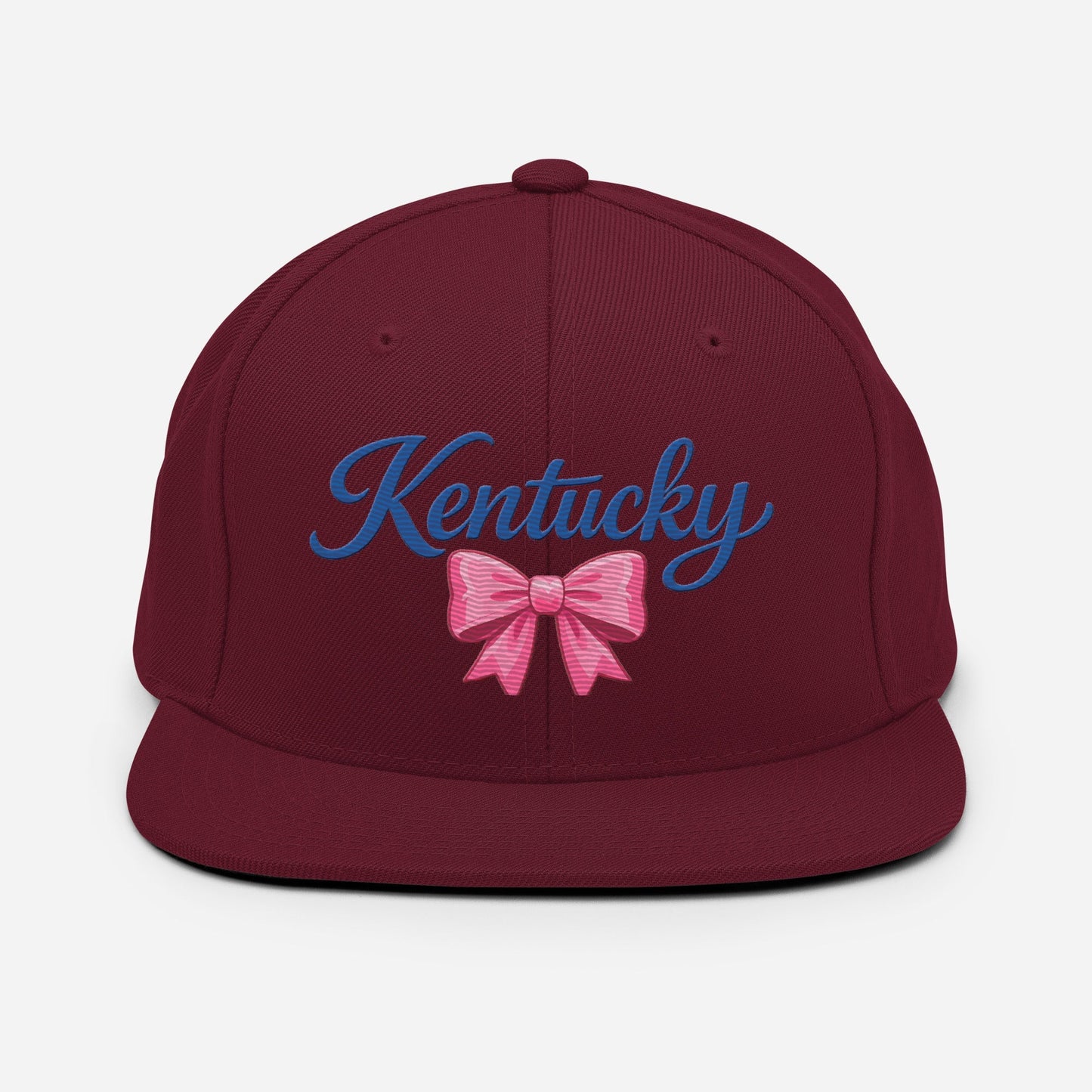 Kentucky Snapback Hat | Pink Bow Script Design | Classic Fit