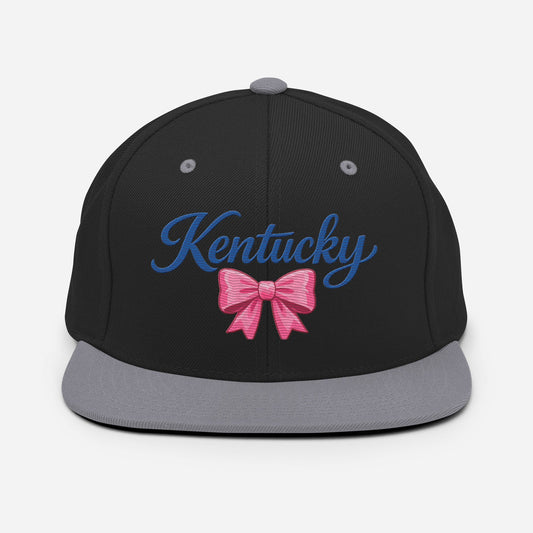 Kentucky Snapback Hat | Pink Bow Script Design | Classic Fit