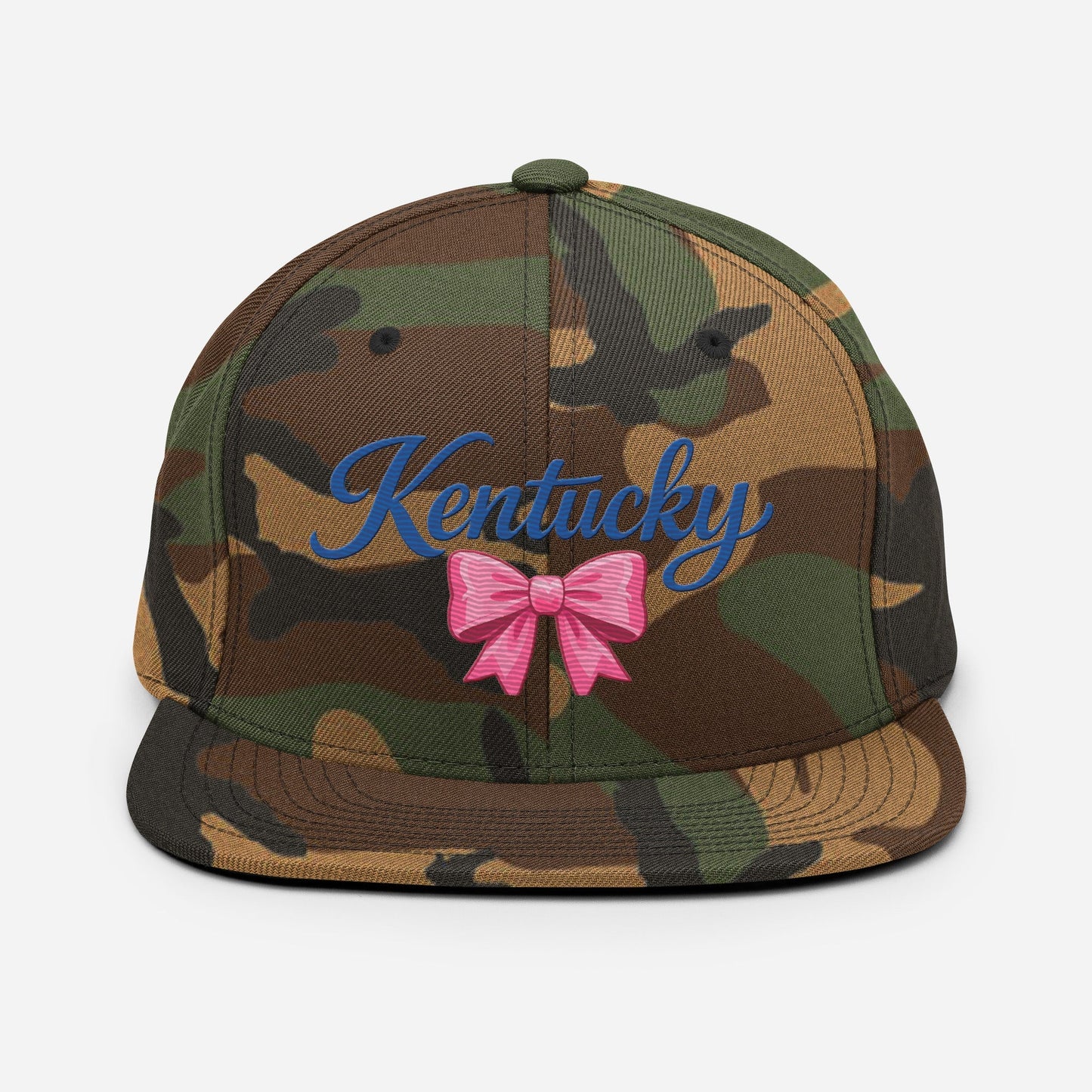 Kentucky Snapback Hat | Pink Bow Script Design | Classic Fit