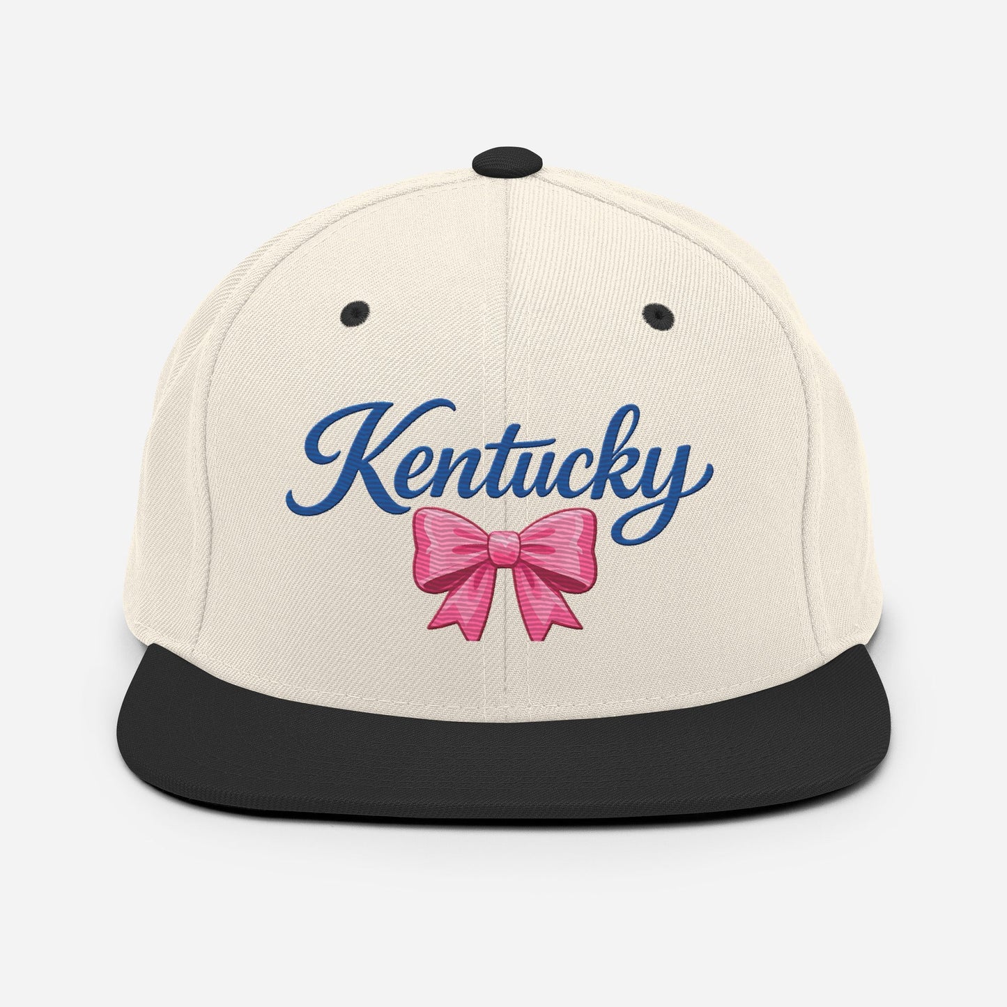Kentucky Snapback Hat | Pink Bow Script Design | Classic Fit