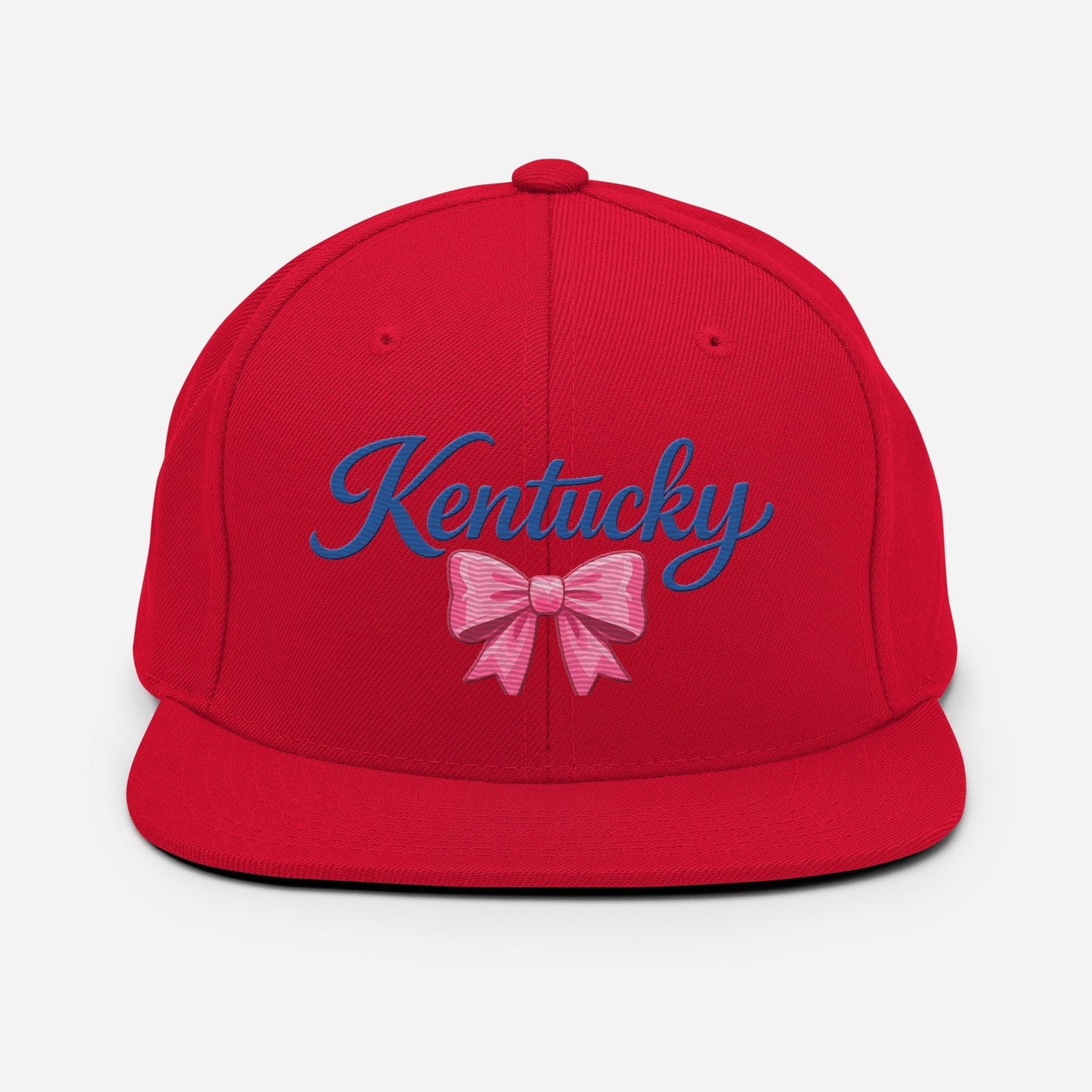Kentucky Snapback Hat | Pink Bow Script Design | Classic Fit
