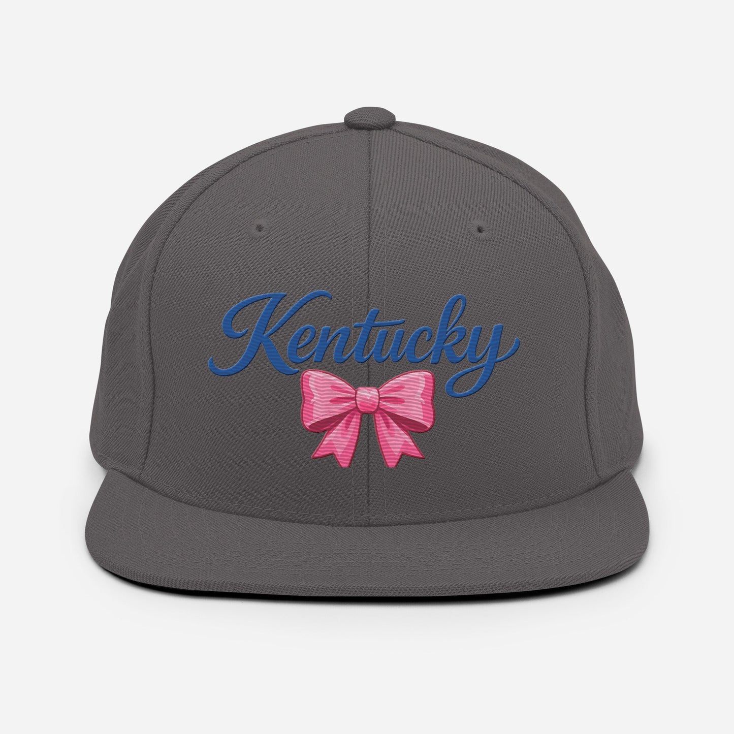 Kentucky Snapback Hat | Pink Bow Script Design | Classic Fit