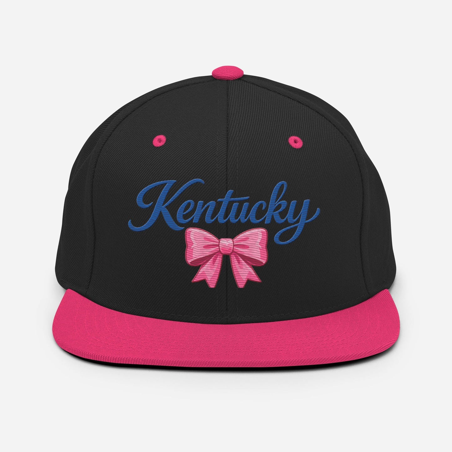 Kentucky Snapback Hat | Pink Bow Script Design | Classic Fit