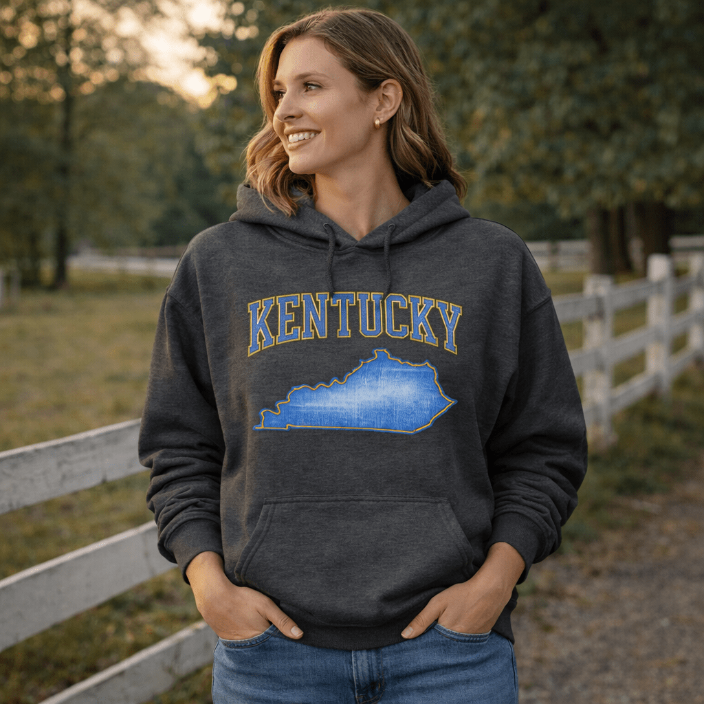 Kentucky State Hoodie | Denim Textured Design | Unisex Cotton Blend