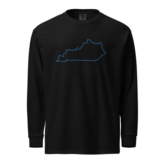 Kentucky State Outline Heavyweight Long Sleeve Shirt | Garment-Dyed Comfort | Unisex