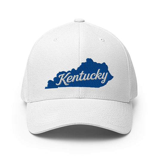 Kentucky State Outline Script Embroidered Stretch-Fit Cap