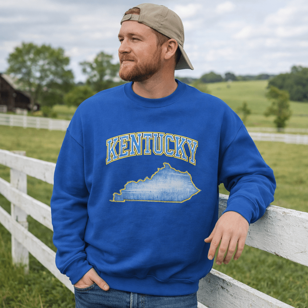 Kentucky State Sweatshirt | Denim Textured Design | Unisex Cotton Blend