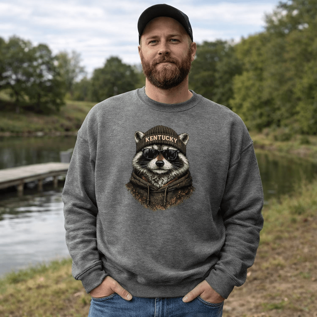 Kentucky Streetwear Sweatshirt | Urban Raccoon Design | Classic Fit