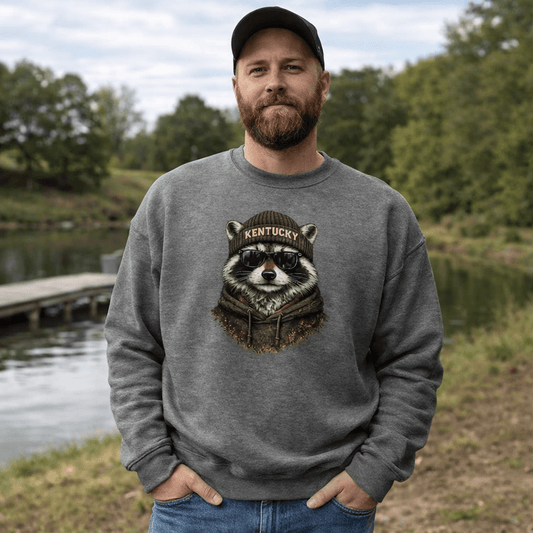 Kentucky Streetwear Sweatshirt | Urban Raccoon Design | Classic Fit