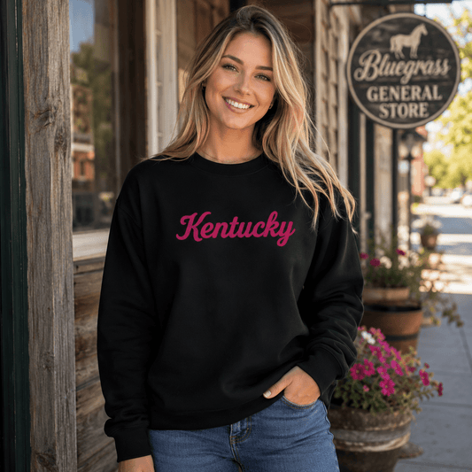 Kentucky Sweatshirt | Pink Script Premium Crew | Unisex Fleece