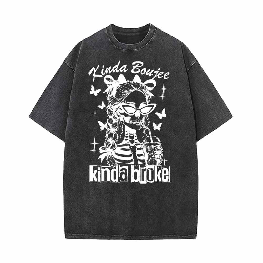 Kinda Boujee Kinda Broke Skull Girl T-shirt