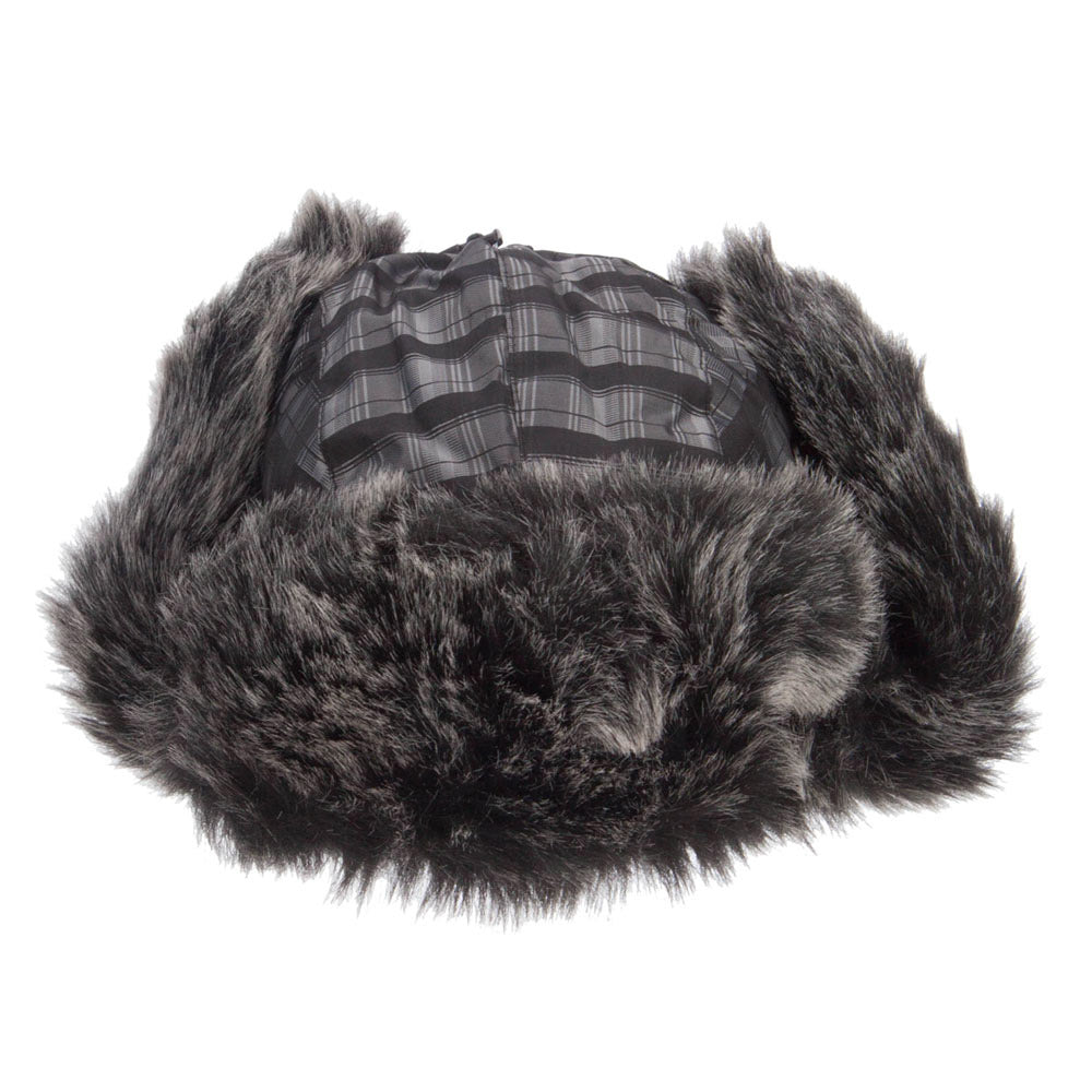 Plaid Nylon Faux Fur Trooper Hat