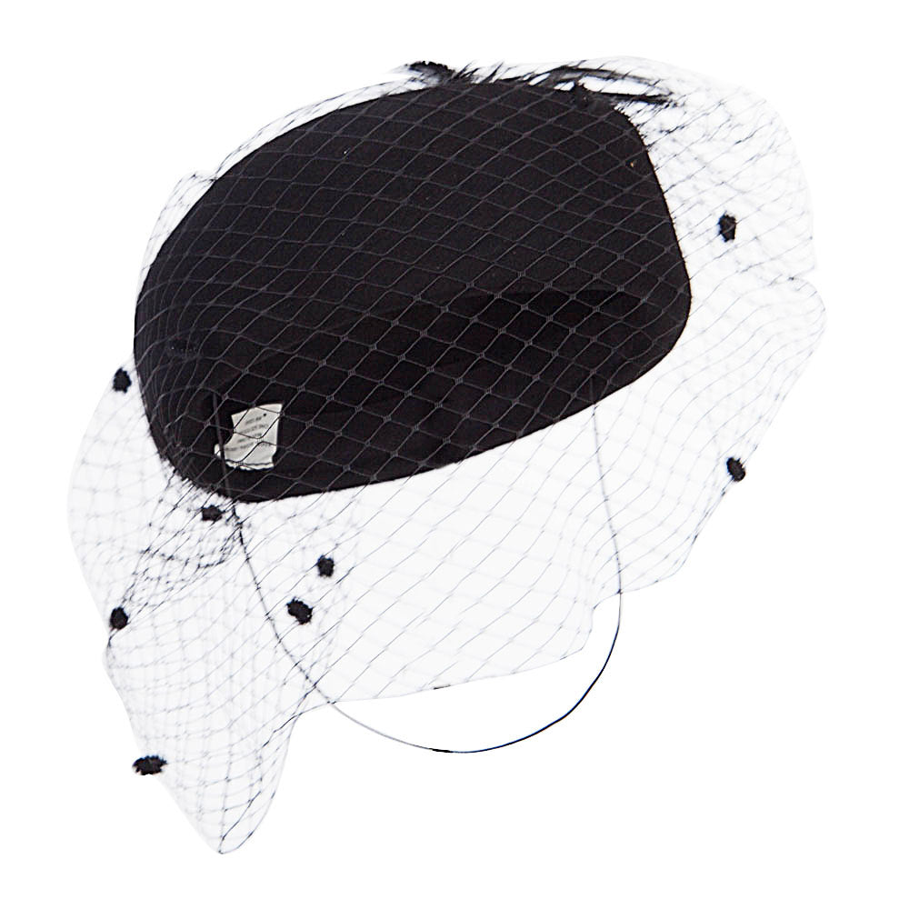 Lace and Feather Wool Pillbox