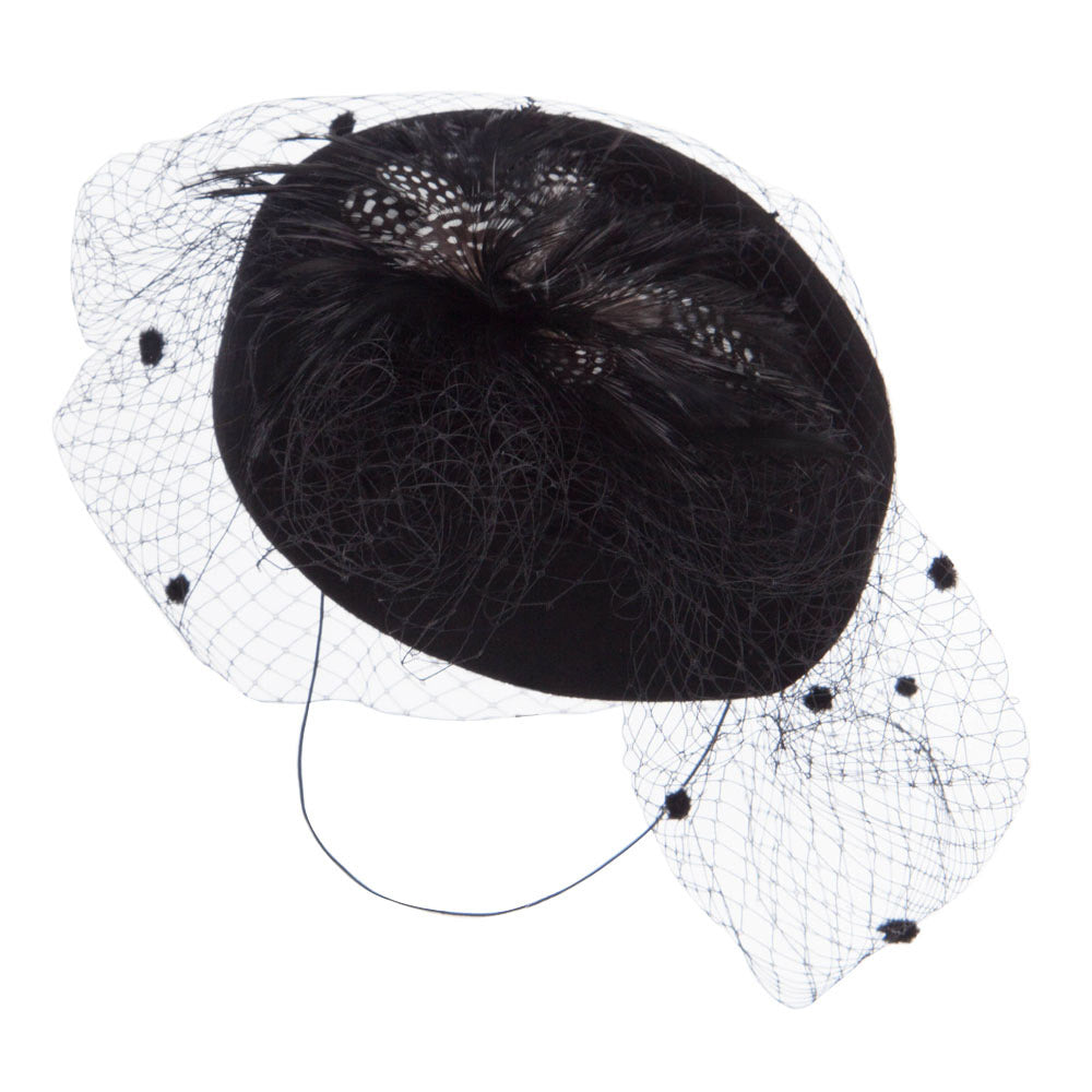 Lace and Feather Wool Pillbox