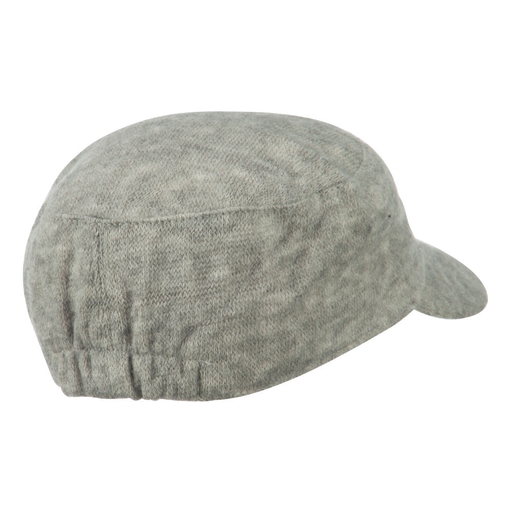 Knit Military Cap with Circle Motifs