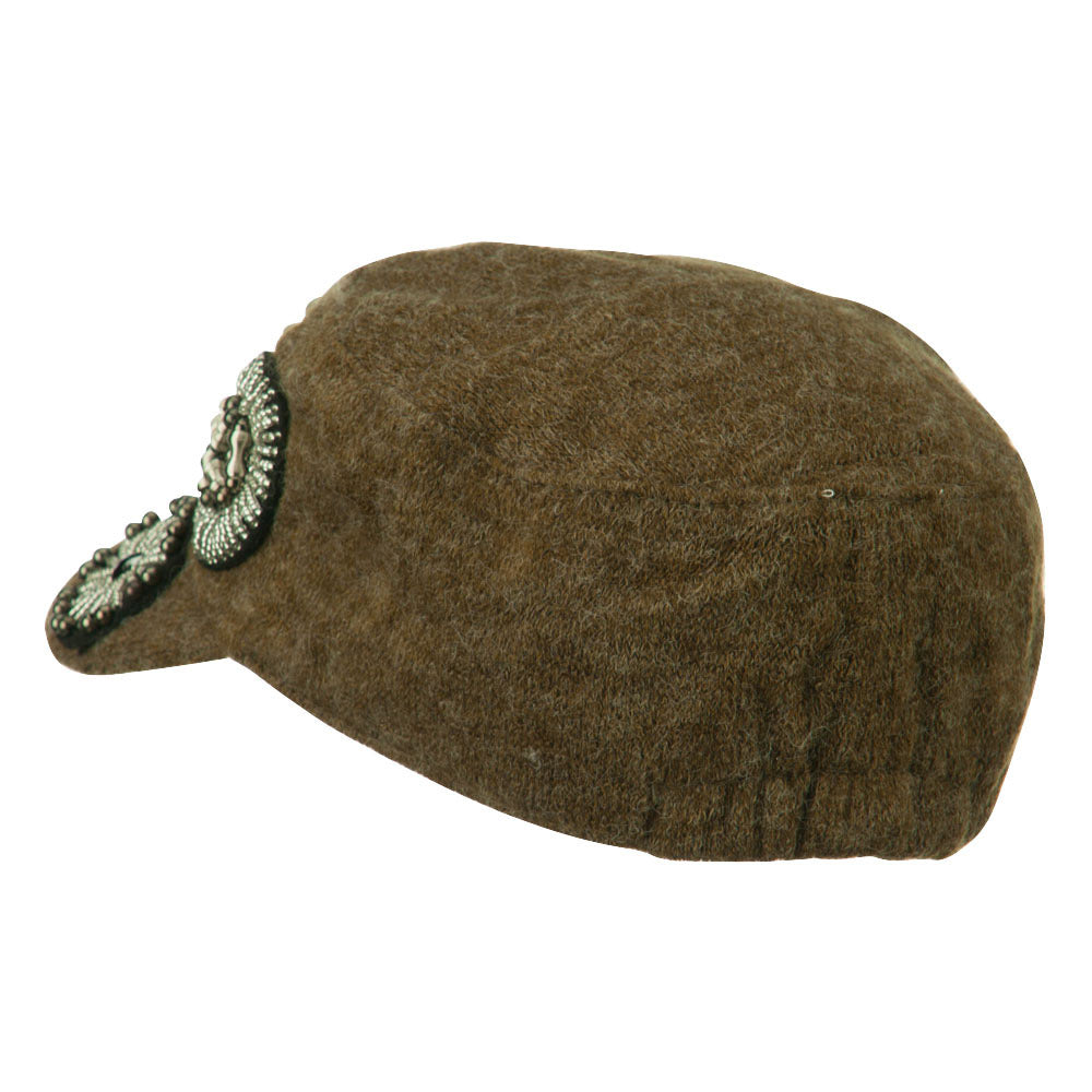 Knit Military Cap with Circle Motifs