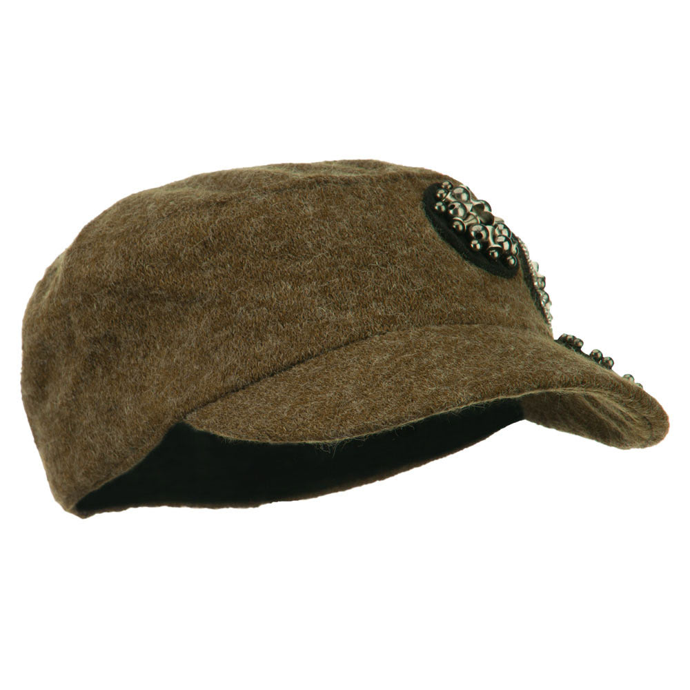 Knit Military Cap with Circle Motifs