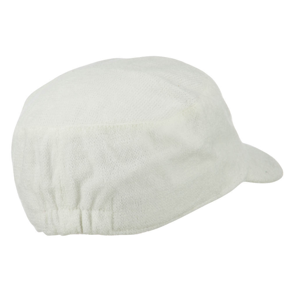 Knit Military Cap with Circle Motifs