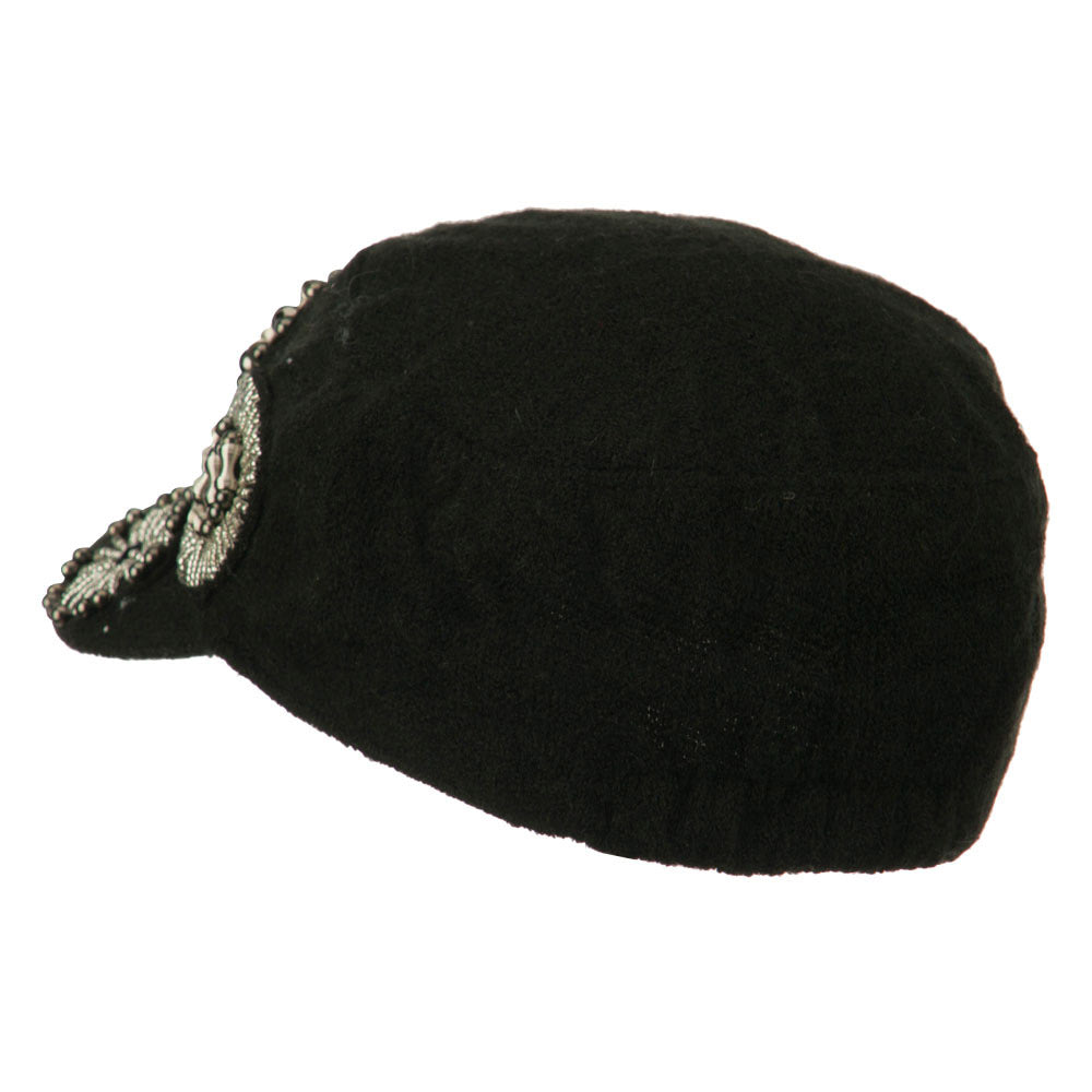 Knit Military Cap with Circle Motifs