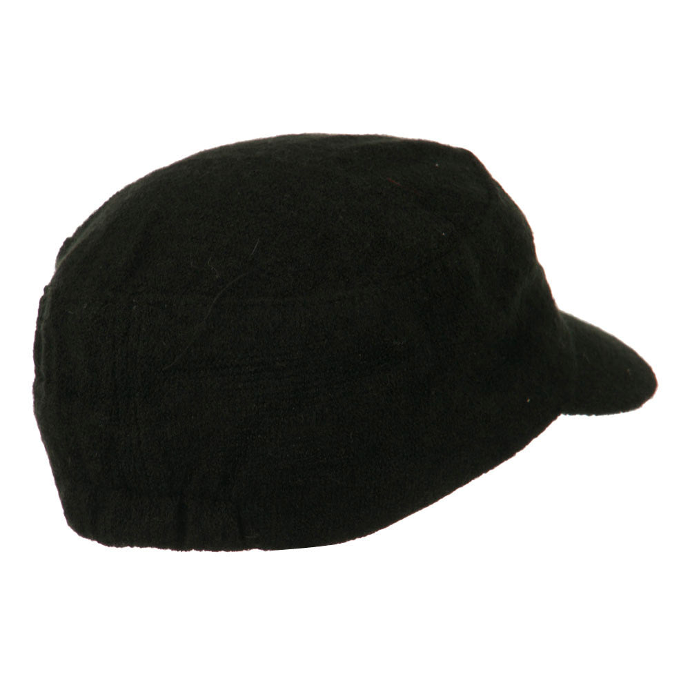 Knit Military Cap with Circle Motifs